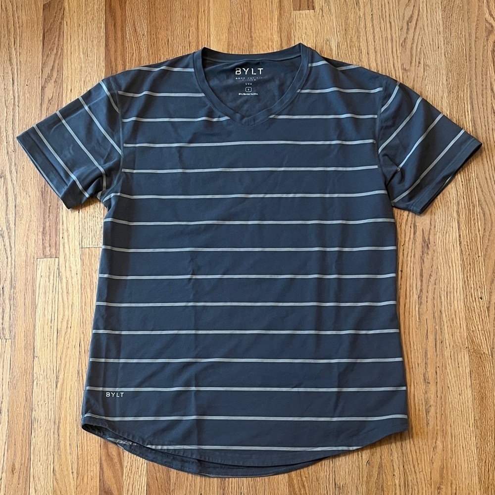 Men's Dark Blue Striped Short Sleeve Tee